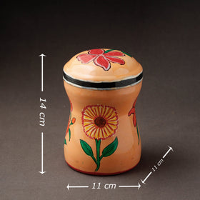 Peach Kavad Handpainted Stainless Steel Multi Utility Canister