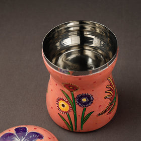 Peach Kavad Handpainted Stainless Steel Multi Utility Canister