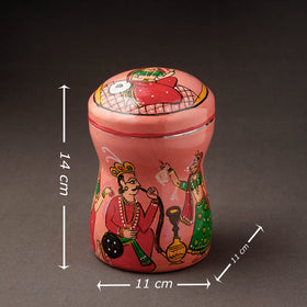Peach Kavad Handpainted Stainless Steel Multi Utility Canister