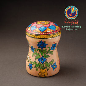 Peach Kavad Handpainted Stainless Steel Multi Utility Canister