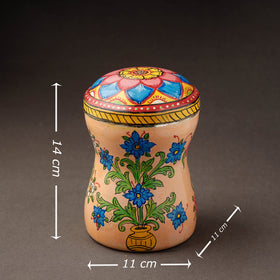 Peach Kavad Handpainted Stainless Steel Multi Utility Canister