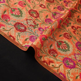 Peach Art Silk Gold Zari Kimkhab Banarasi Brocade Fabric