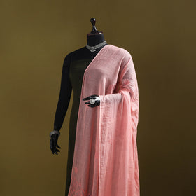 Peach - kota doria cotton hand embroidered lucknowi