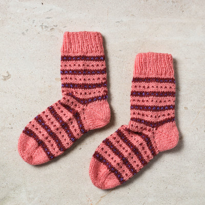  Peach Kumaun Hand Knitted Woolen Socks - Kids