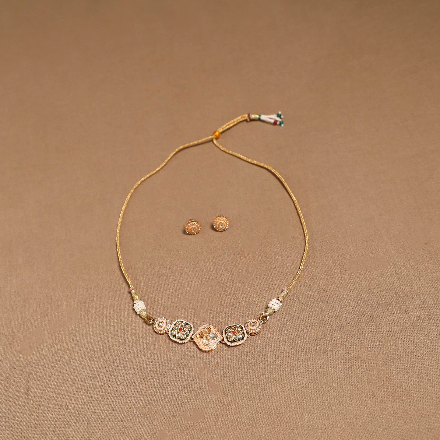 Kundan work choker necklace set 55 - handcrafted