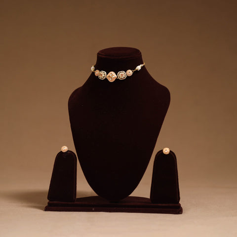 Kundan work choker necklace set 55 - handcrafted