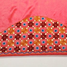 Buy Peach Kutch Hand Embroidery Mashru Silk Blouse Piece