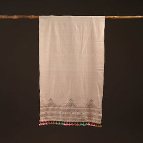 Kutch handwoven mirror work merino wool embroidered stole