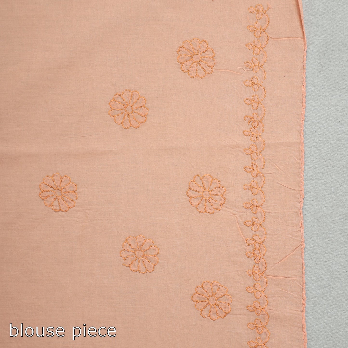 Peach - Lucknow Chikankari Hand Embroidery Terivoile Cotton Saree 07