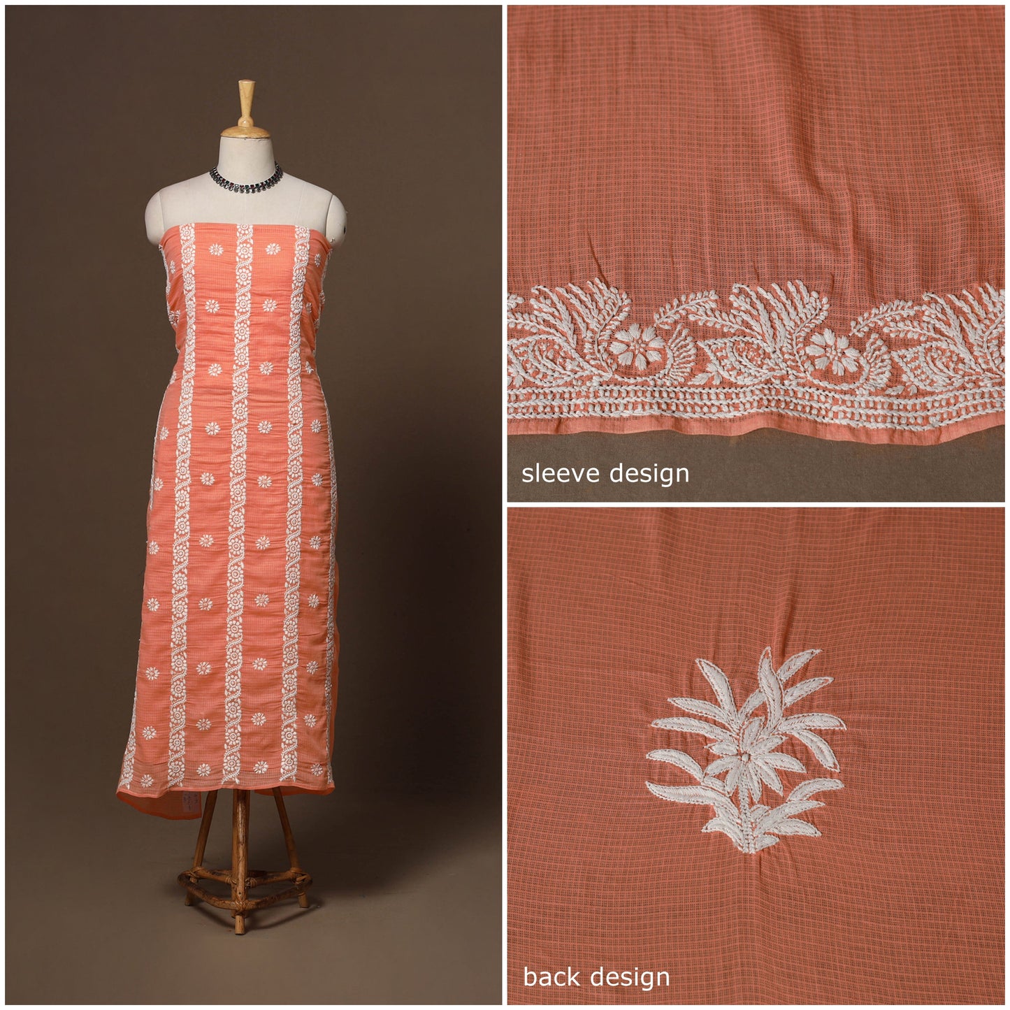 Lucknowi chikankari hand embroidered kota doria cotton 2pc