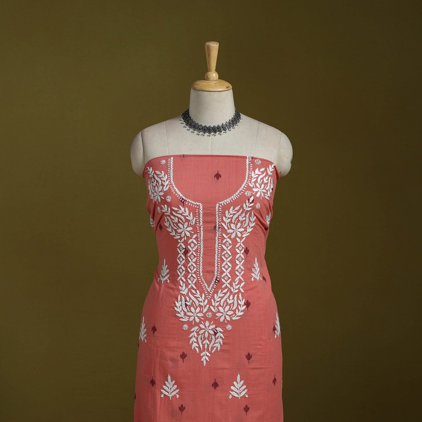 Lucknowi chikankari work jacquard unstitched kurta material