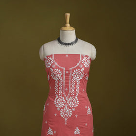 Black - lucknowi chikankari work jacquard unstitched kurta