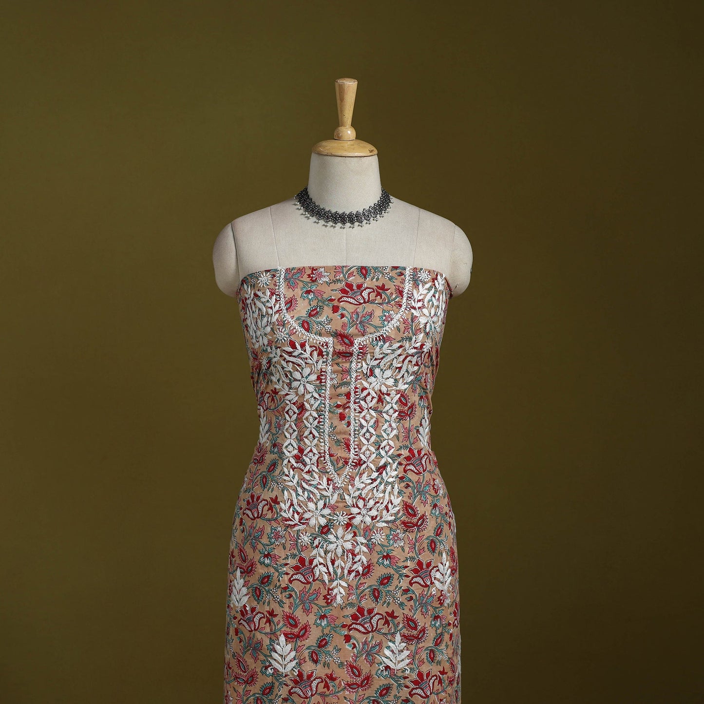 Lucknowi chikankari work sanganeri unstitched kurta