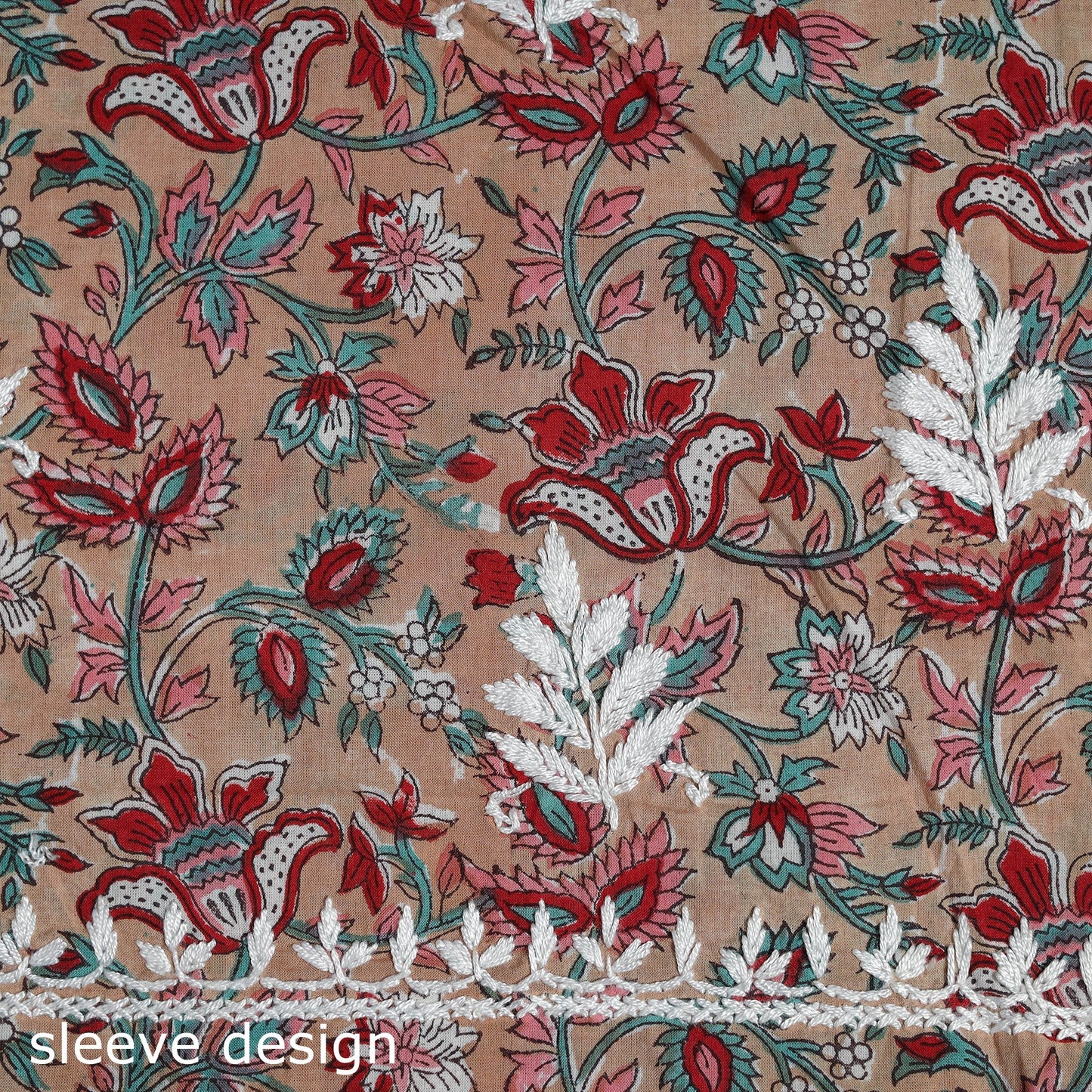 Lucknowi chikankari work sanganeri unstitched kurta