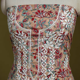 Lucknowi chikankari work sanganeri unstitched kurta