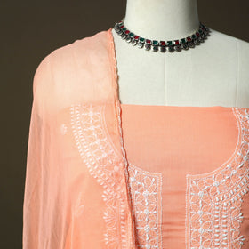 Lucknowi hand embroidered cotton chikankari 3pc unstitched