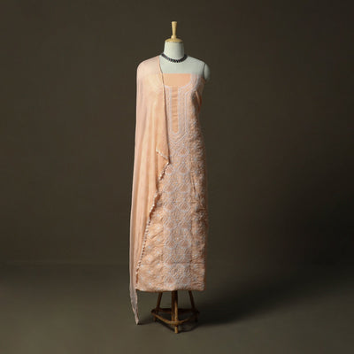 Lucknowi hand embroidered cotton chikankari 3pc unstitched