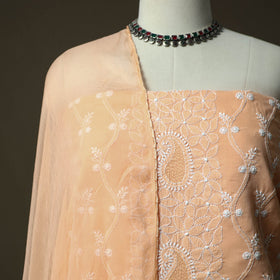 Lucknowi hand embroidered cotton chikankari 3pc unstitched