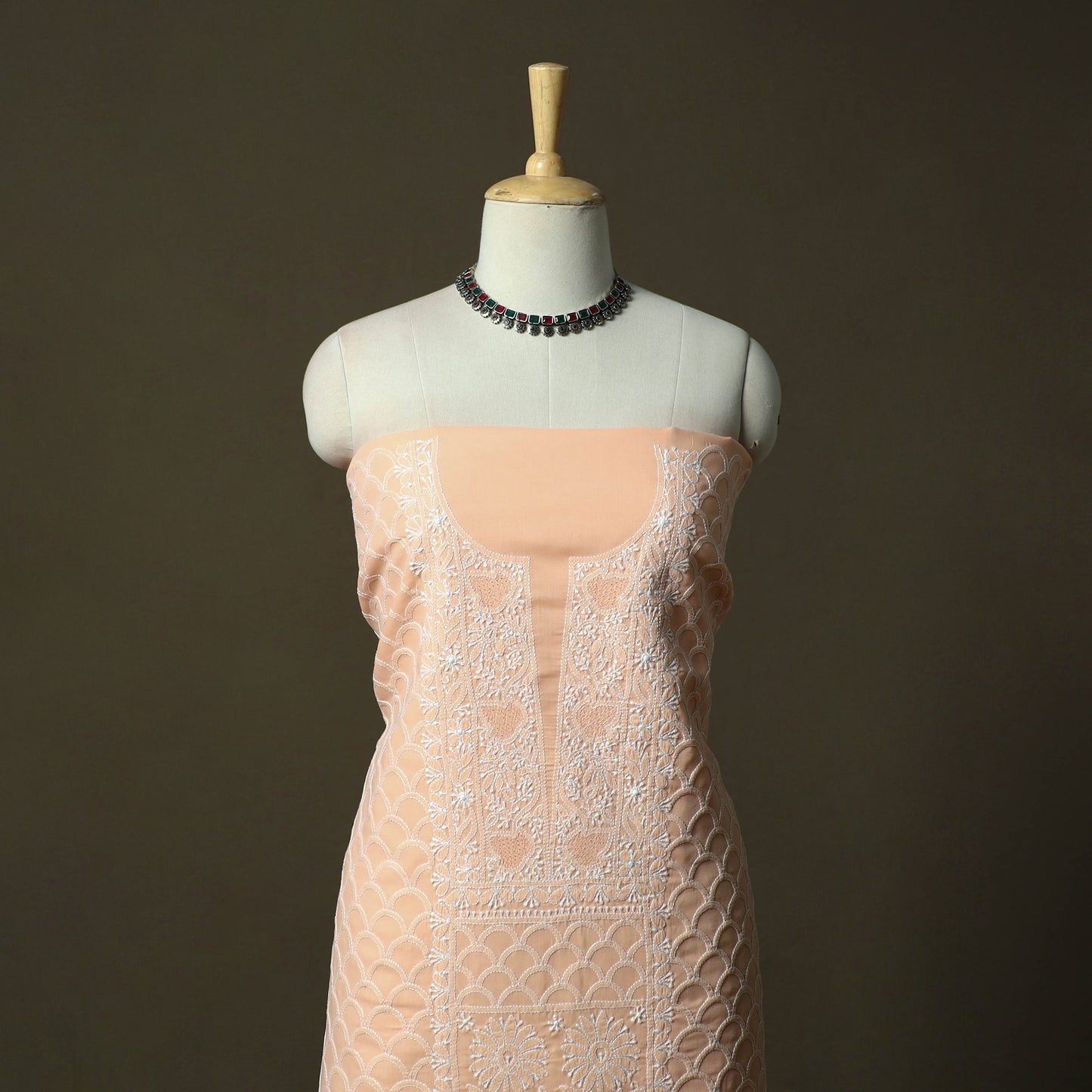 Lucknowi hand embroidered cotton chikankari 3pc unstitched