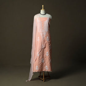 Lucknowi hand embroidered cotton chikankari 3pc unstitched