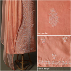 Peach - lucknowi hand embroidered cotton chikankari 3pc