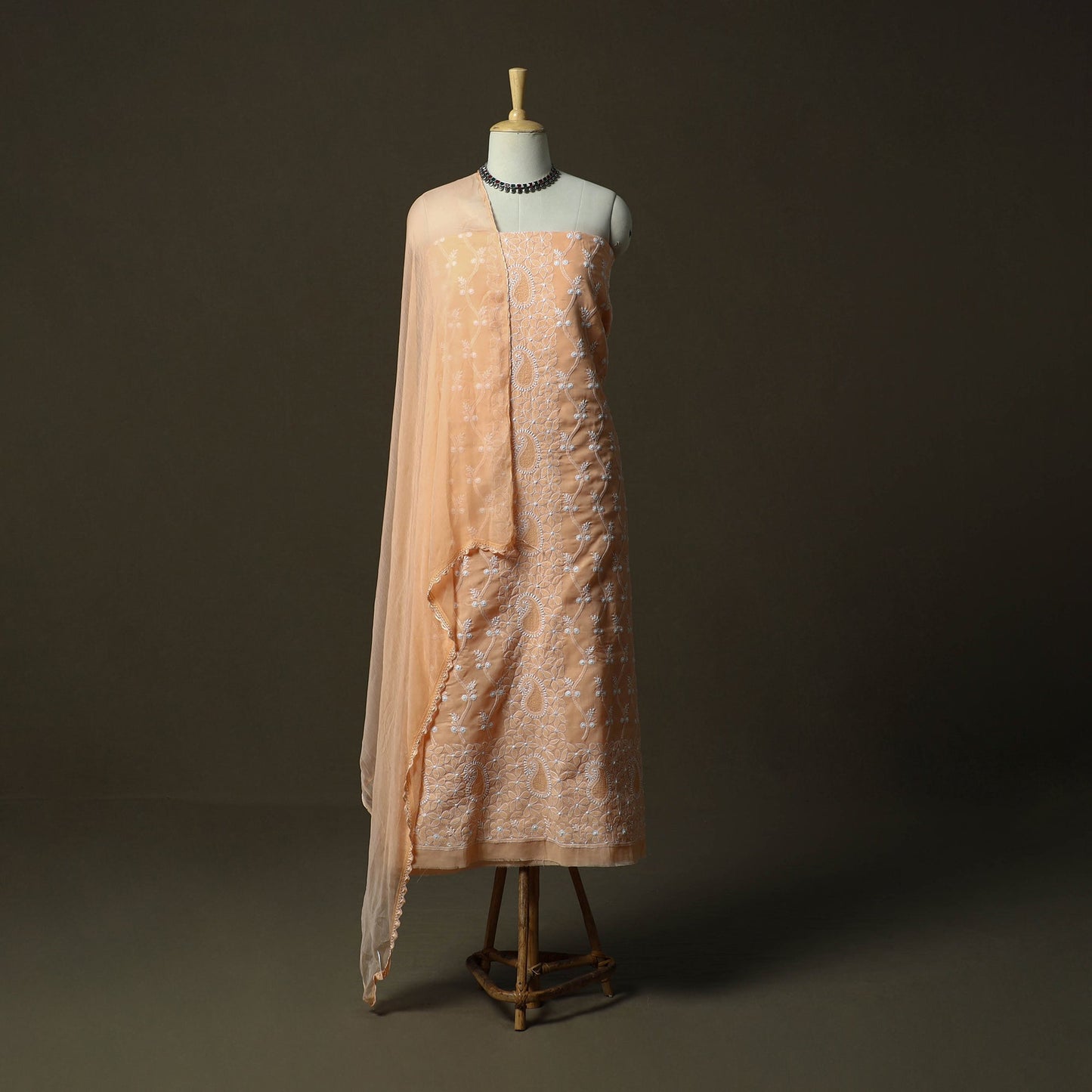 Lucknowi hand embroidered cotton chikankari 3pc unstitched
