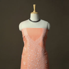 Peach - lucknowi hand embroidered cotton chikankari 3pc