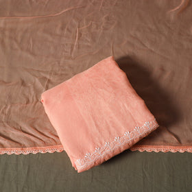 Peach - lucknowi hand embroidered cotton chikankari 3pc