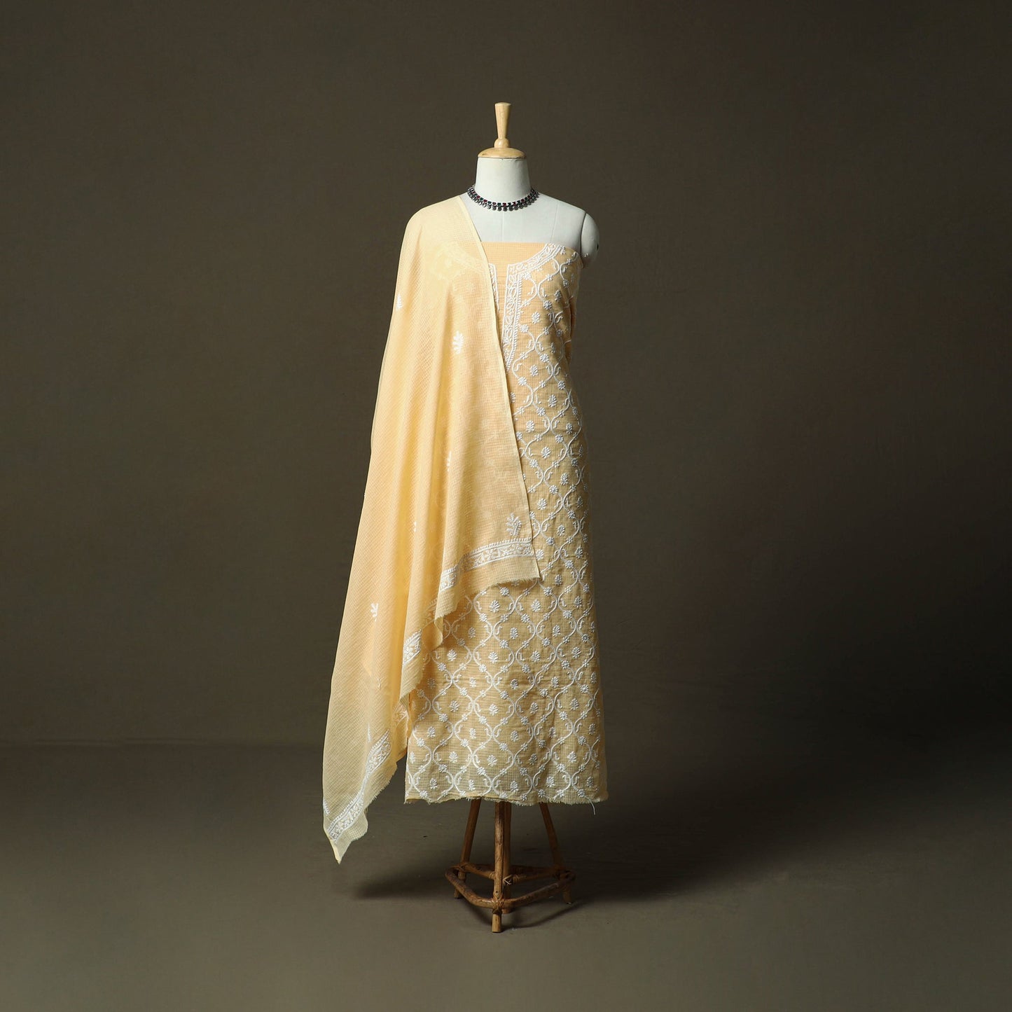Lucknowi hand embroidered kota doria cotton chikankari 2pc