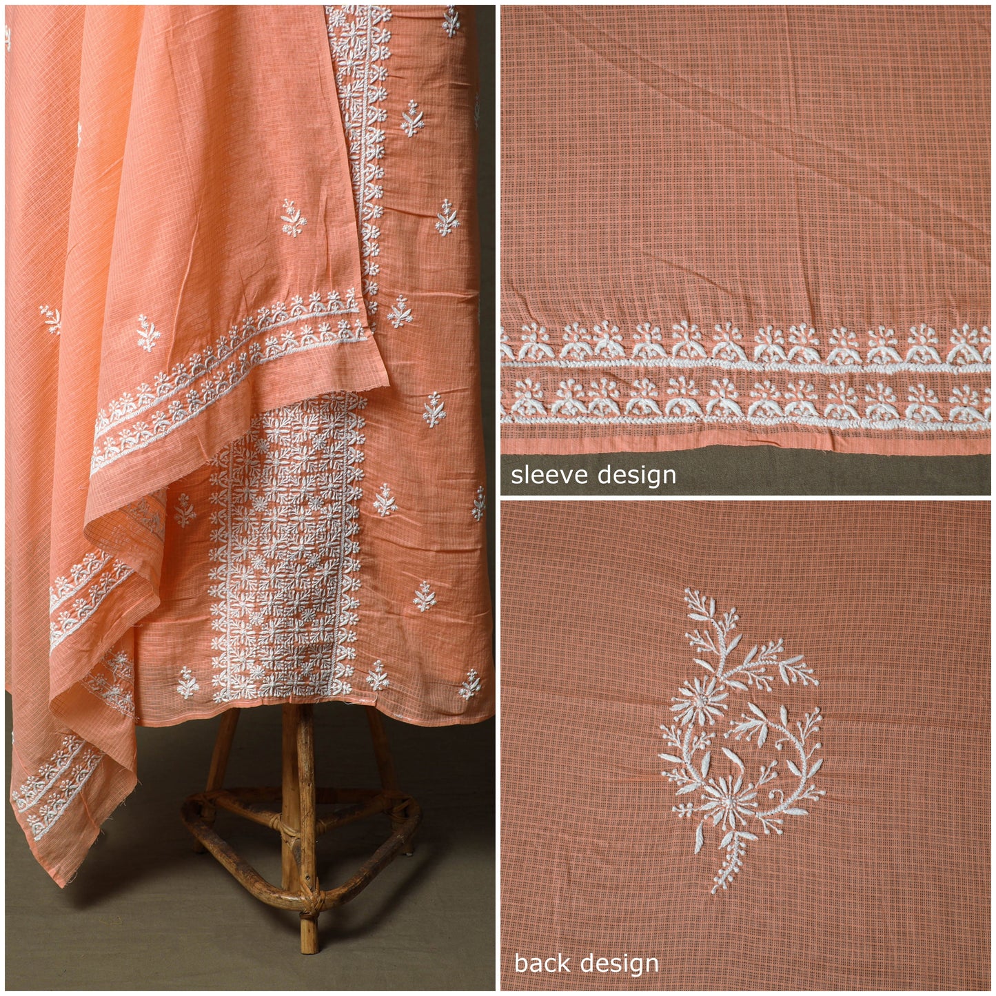 Lucknowi hand embroidered kota doria cotton chikankari 2pc