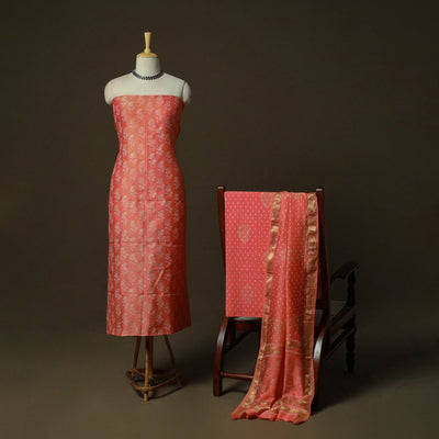 Maheshwari silk hand block sanganeri print 3pc unstitched
