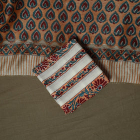 Maheshwari silk hand block sanganeri print 3pc unstitched