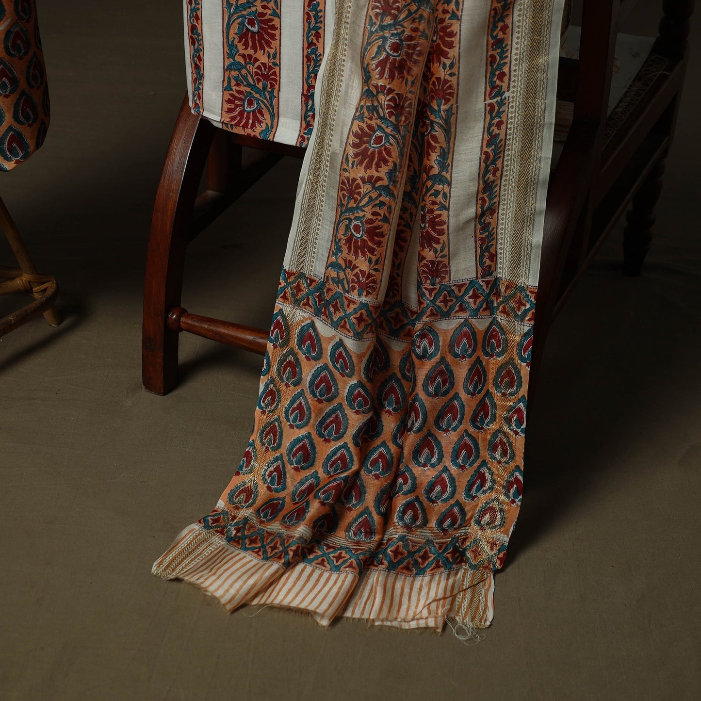 Maheshwari silk hand block sanganeri print 3pc unstitched