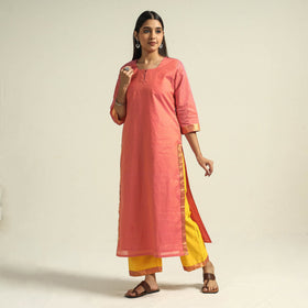Buy Mangalagiri Handloom Cotton Kurta with Palazzo & Dupatta Set Online at iTokri.com