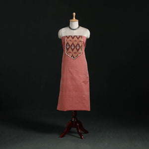 Peach - mangalagiri handloom cotton patchwork unstitched