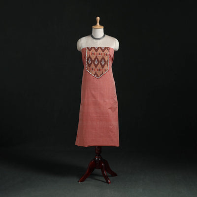 Peach - mangalagiri handloom cotton patchwork unstitched
