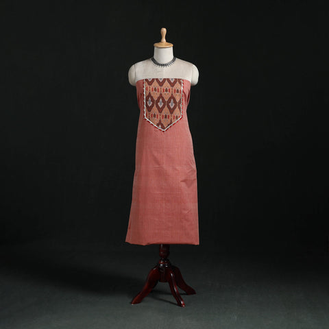 Peach - mangalagiri handloom cotton patchwork unstitched
