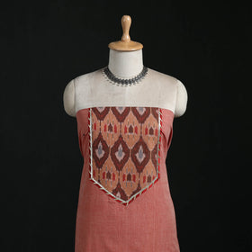 Peach - mangalagiri handloom cotton patchwork unstitched
