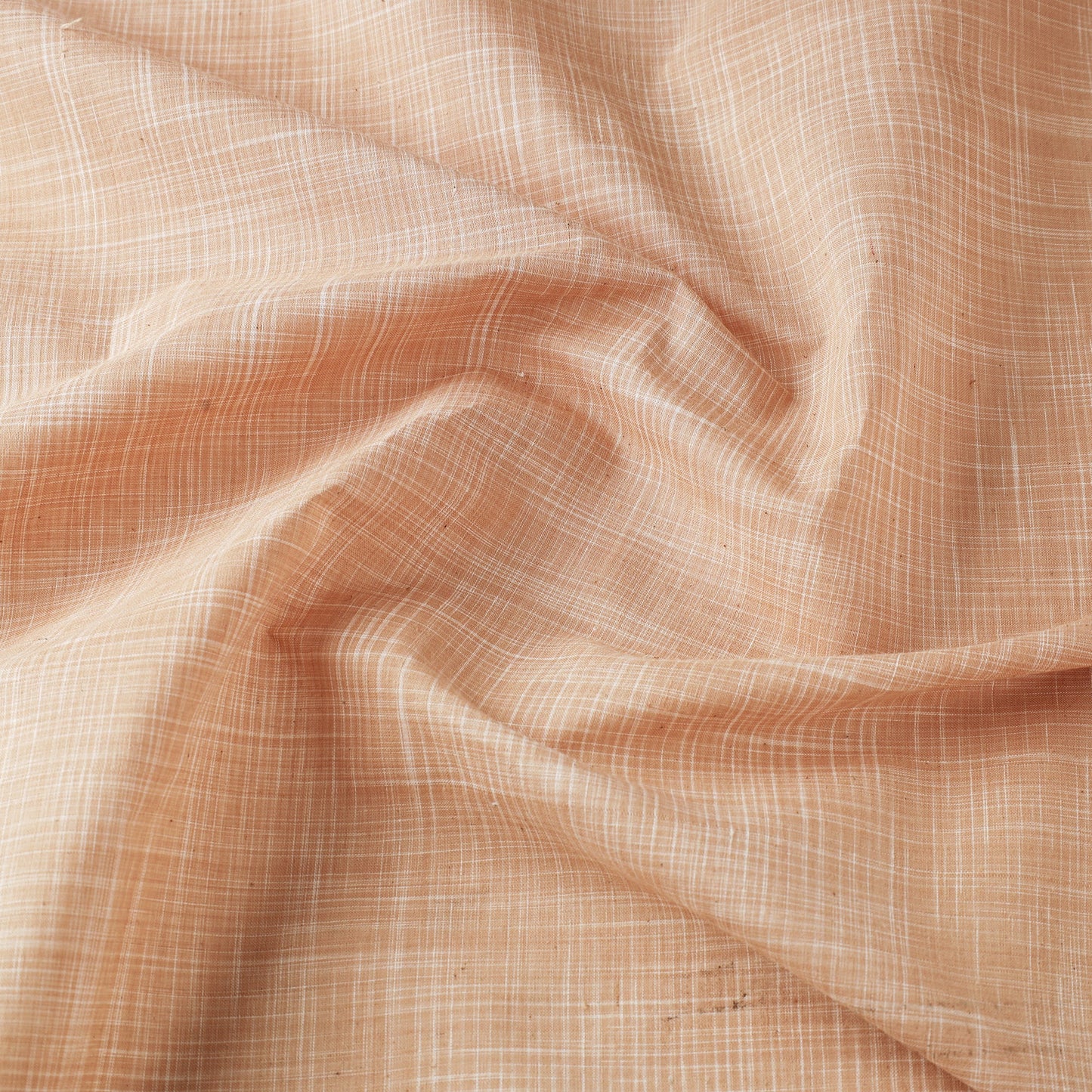 Peach Mangalagiri Plain Handloom Cotton Fabric 