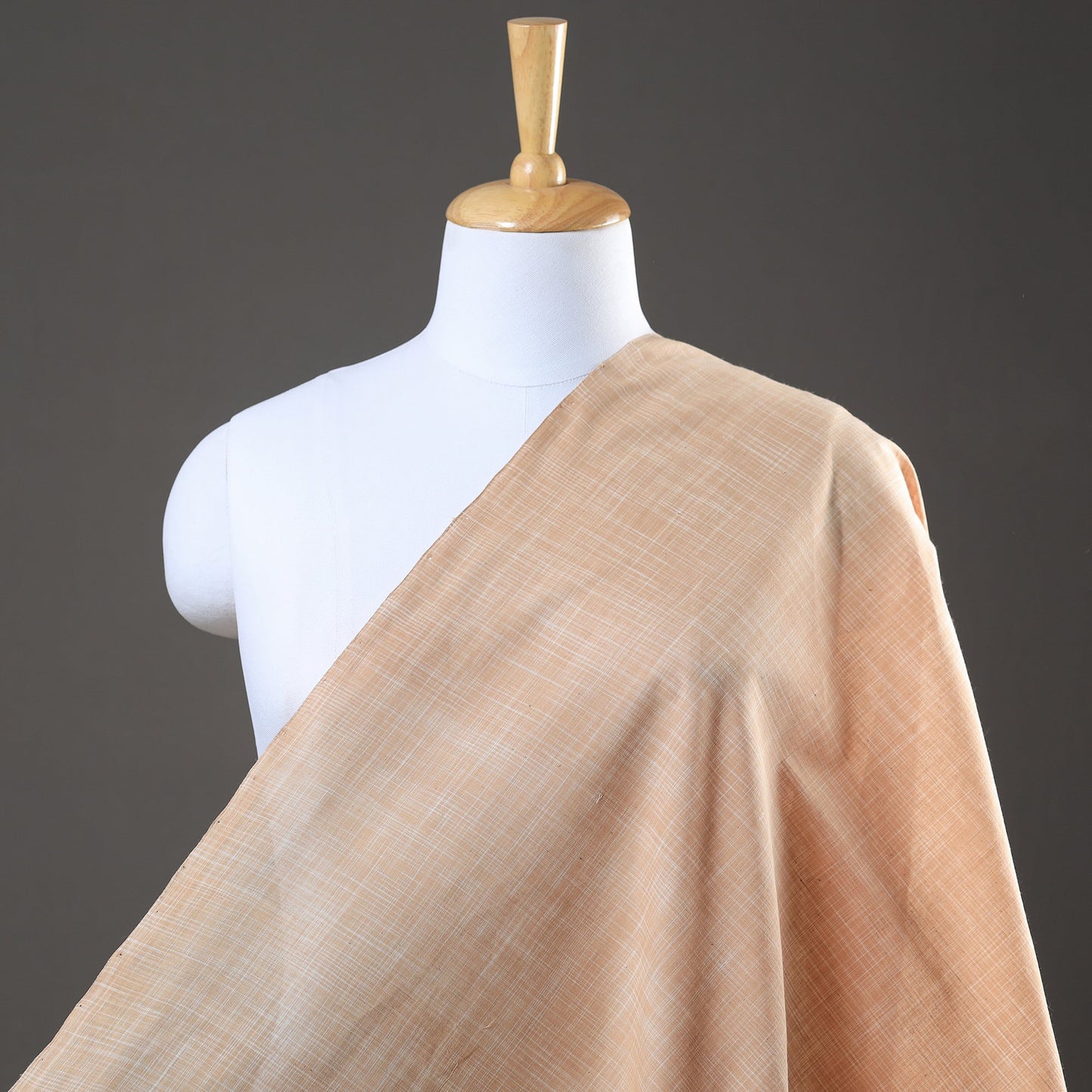 Peach Mangalagiri Plain Handloom Cotton Fabric 