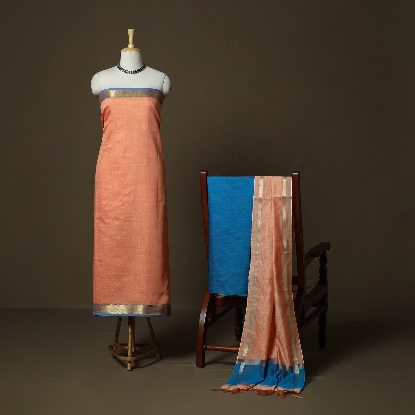 Mangalagiri silk cotton 3pc unstitched dress material
