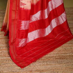 Peach - mercerized cotton thread buti ilkal saree