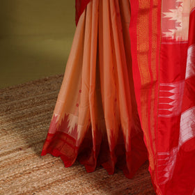 Peach - mercerized cotton thread buti ilkal saree