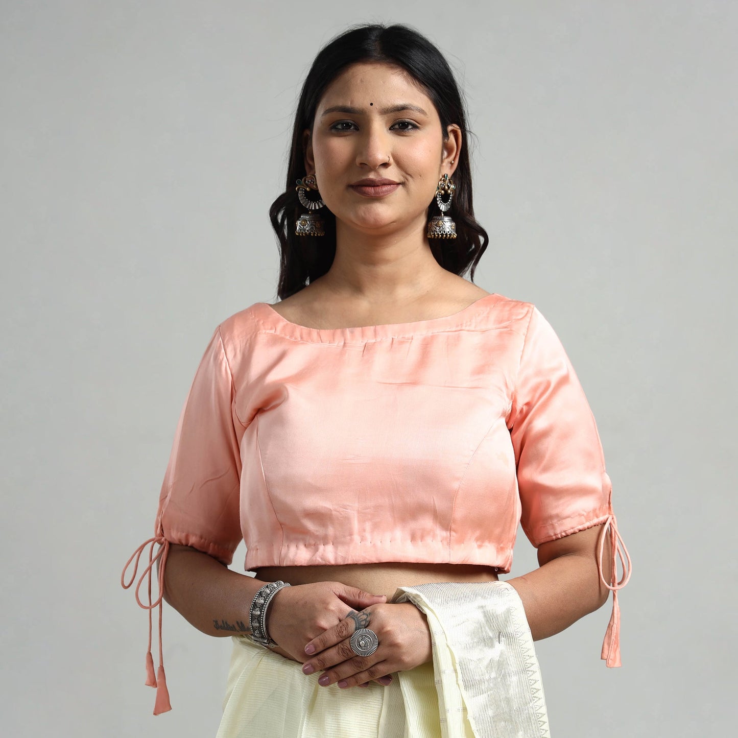 Buy Modal Silk Plain Stitched Blouse 