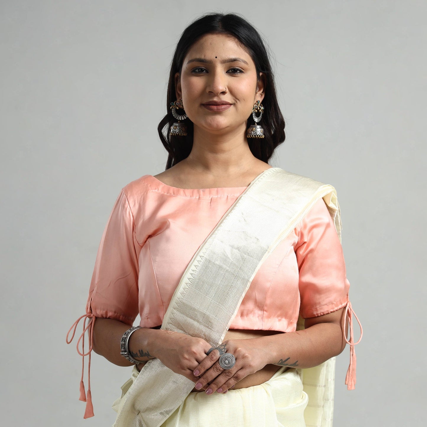 Buy Modal Silk Plain Stitched Blouse 