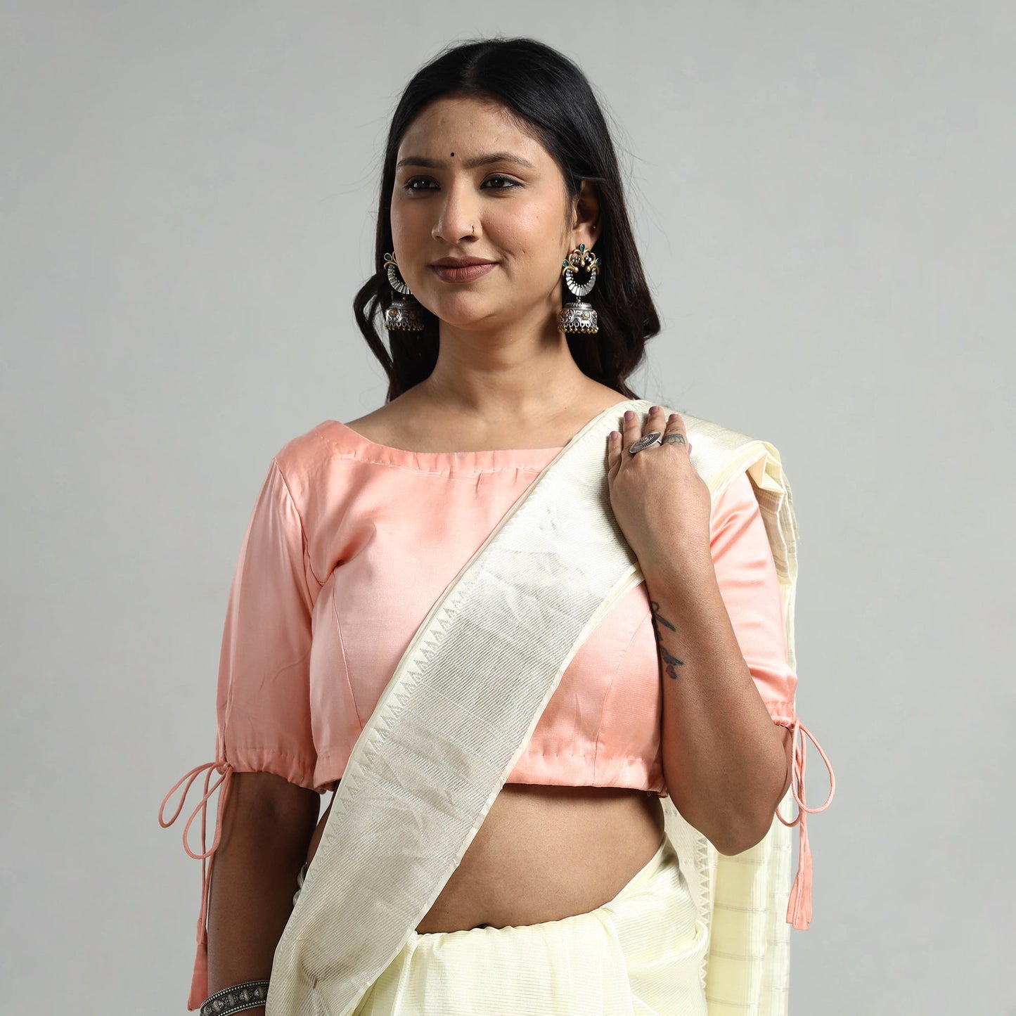 Buy Modal Silk Plain Stitched Blouse 