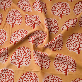 Peach Natural Dyed Cotton Bindaas Block Print Fabric