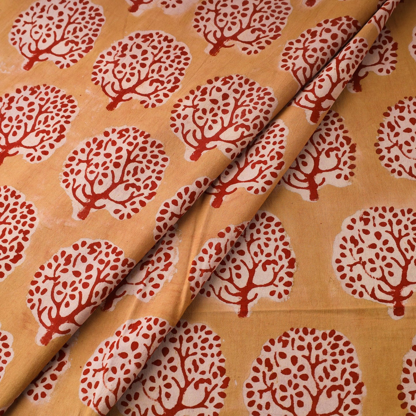 Peach Natural Dyed Cotton Bindaas Block Print Fabric