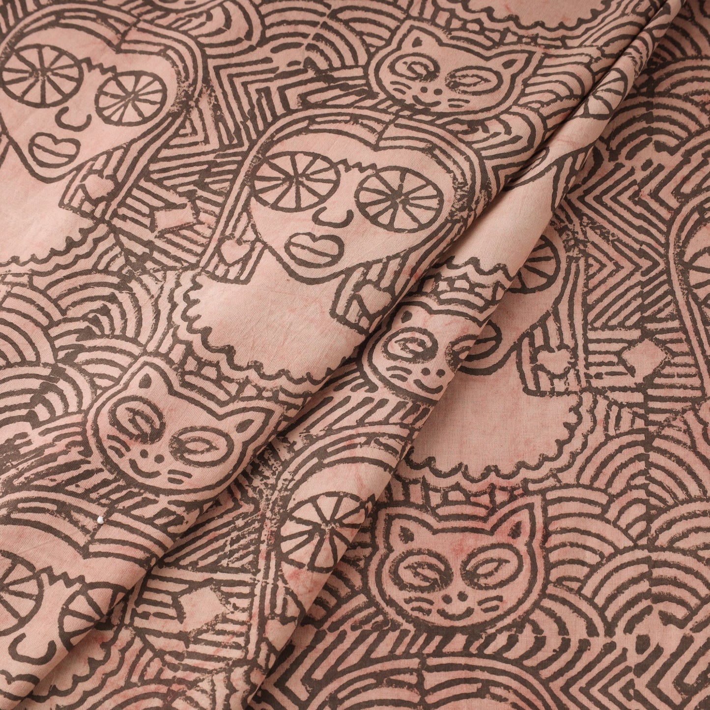 Peach - natural dyed cotton bindaas fabric - girl