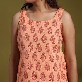 Peach - natural dyed cotton short bagh kurta 02
